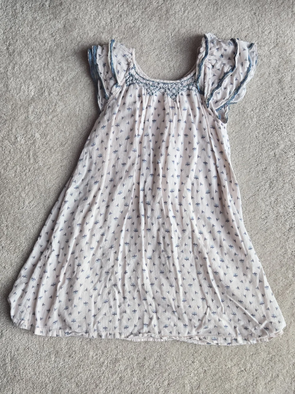 ruby & bloom Pink Dress with Blue Trim and Print